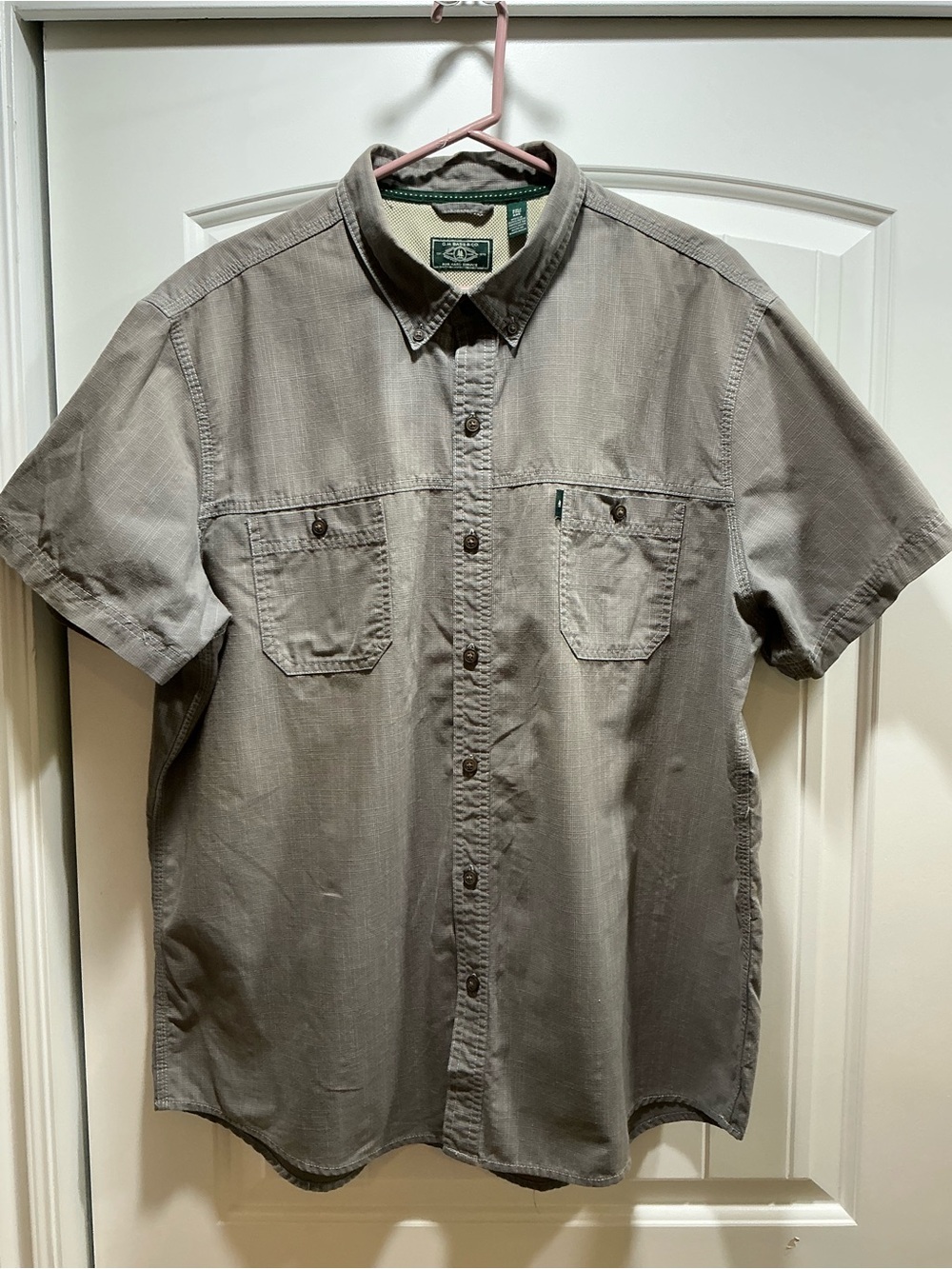 .H. Bass & Co Shirt Mens XXL Gray Short Sleeve Button Up Outdoor Hiking